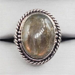 Genuine Oval Bezel Set Labradorite 925 Sterling Silver Ring